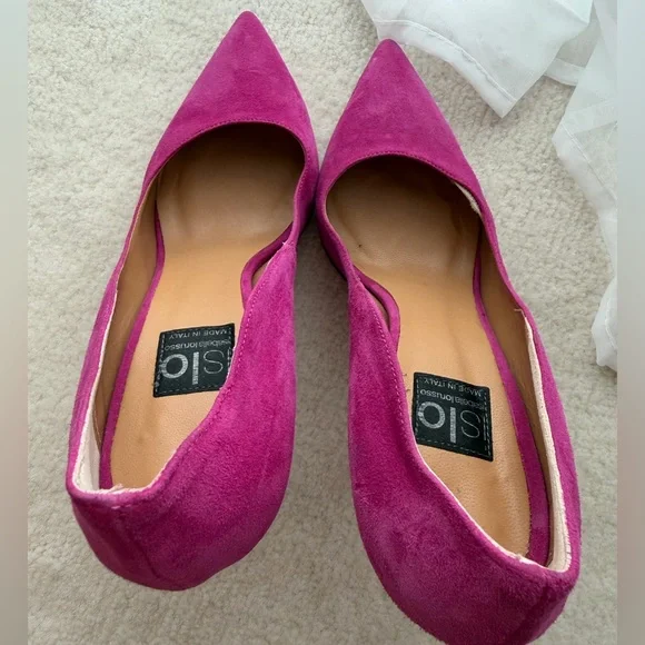 Isabella Lorusso Italian Pink Fuchsia Wave Suede Heels - Picture 9 of 11